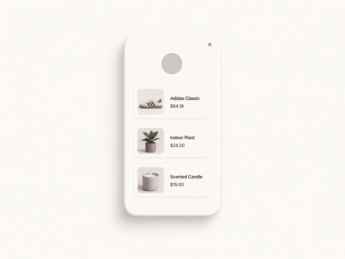 Soft bio page card with profile and curated product link rows