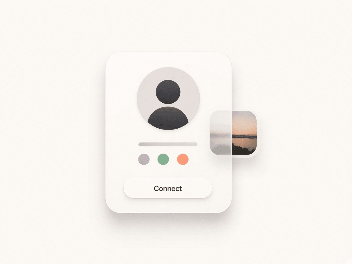 Creator profile card with connect action and portfolio thumb