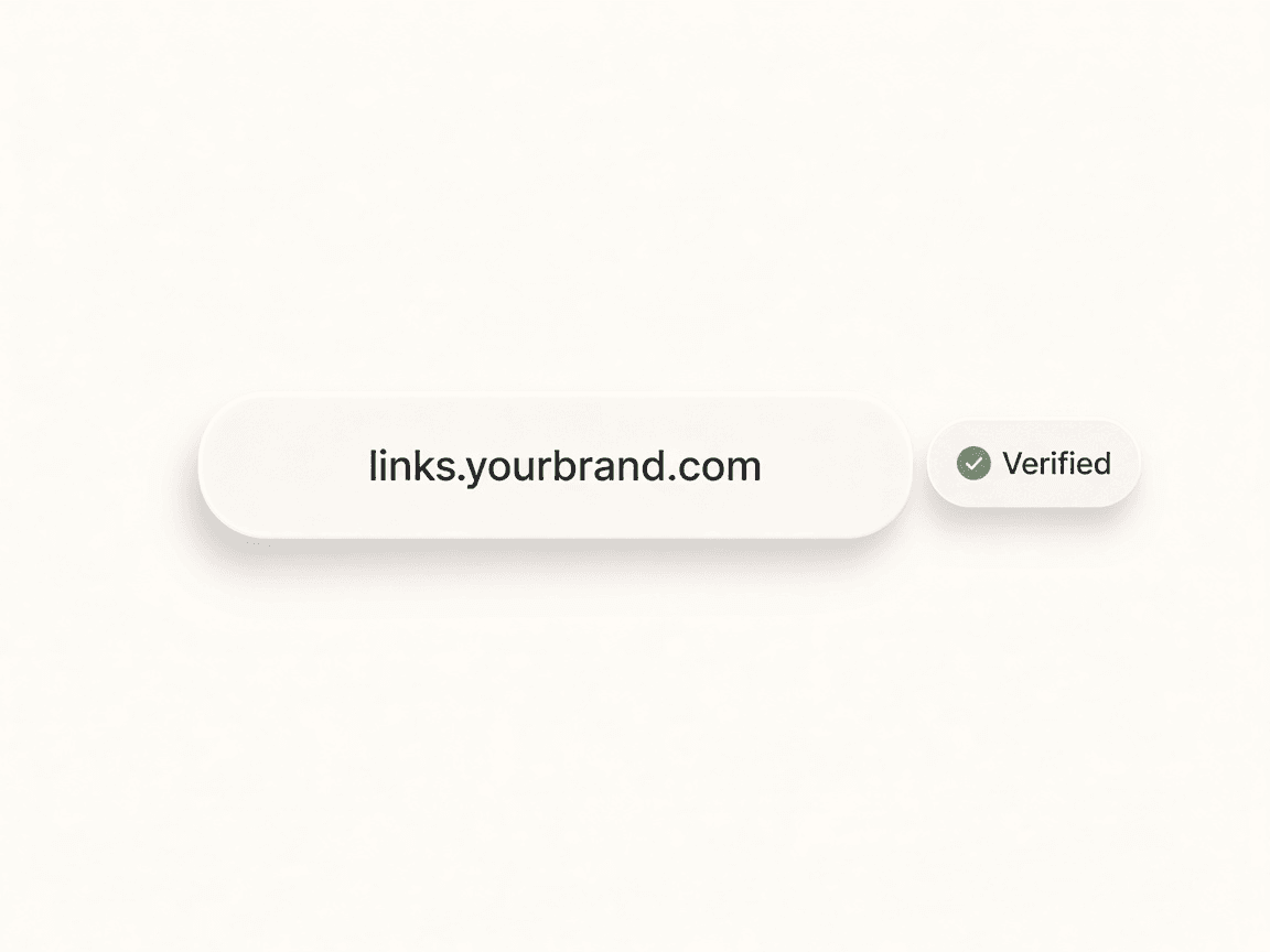 Custom domain row with verified status and DNS hint chips