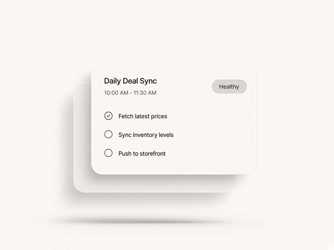 Scheduled routine card with healthy status and checklist steps