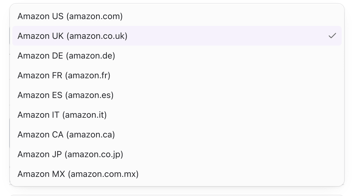 Marketplace dropdown when creating a tag