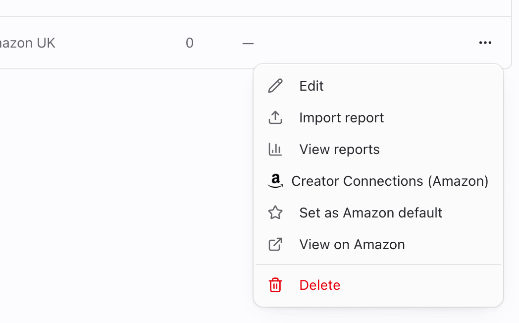 Tag actions menu with Import report and View reports