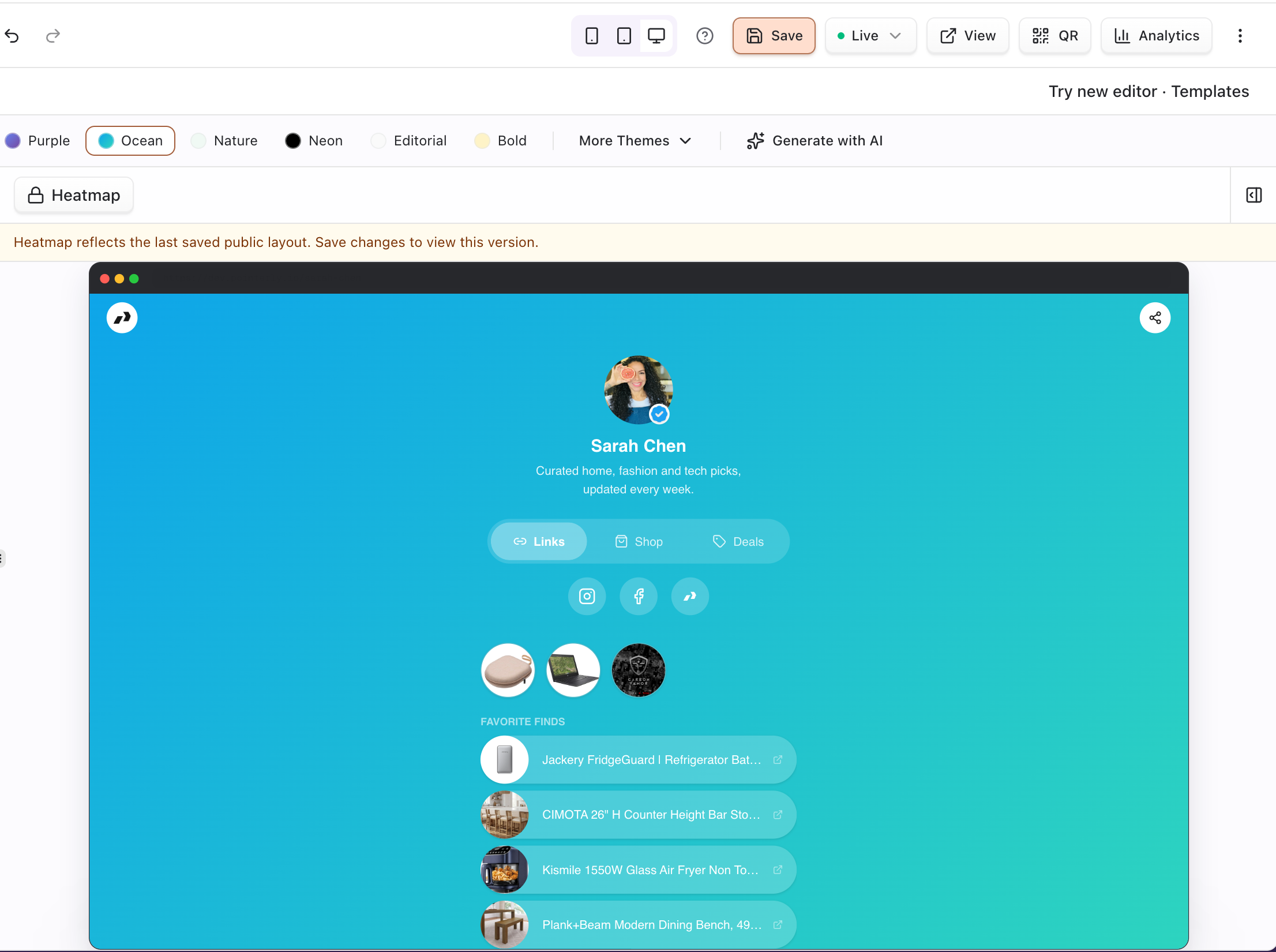 Mobile vs desktop preview toggle