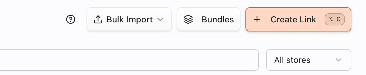 Links page header with Create Link button
